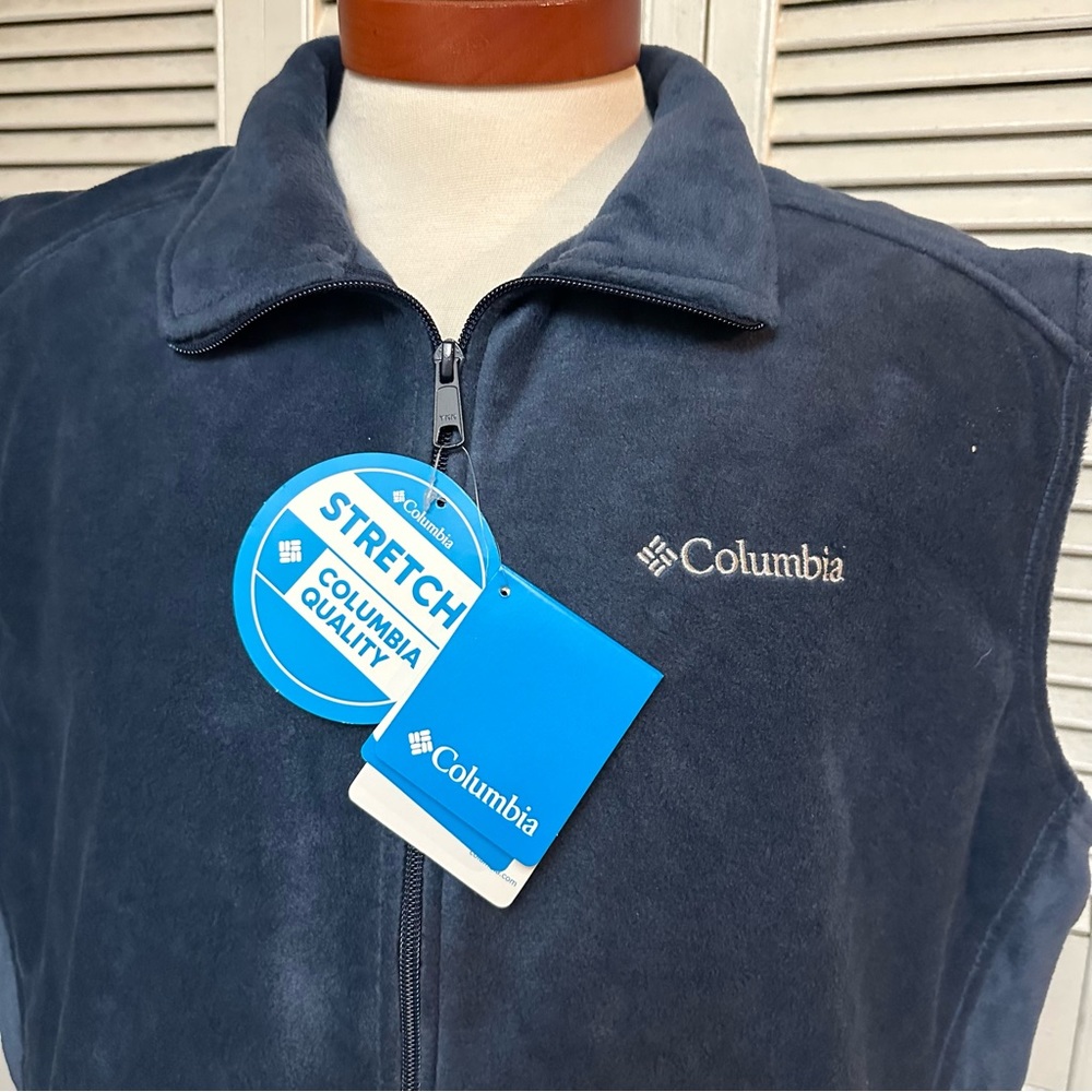 NWTs Columbia Vest Size XL Fleece Dark Blue Stretch - Picture 2 of 7